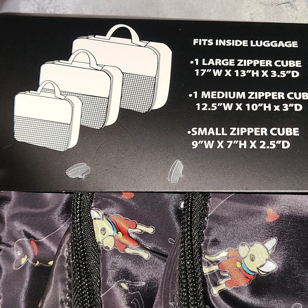 Marc Tetro Black Packing Cubes with Dog Print And Hearts Te
